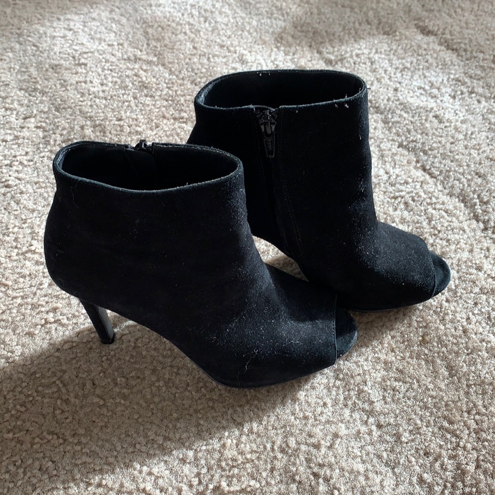Michael Kors black suede peep toe booties